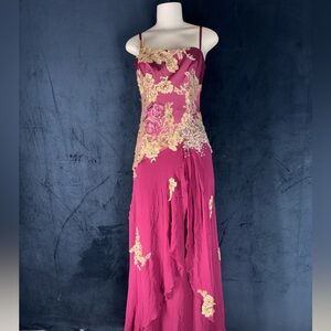 Chic Women's Maxi Dress in Pink and Gold